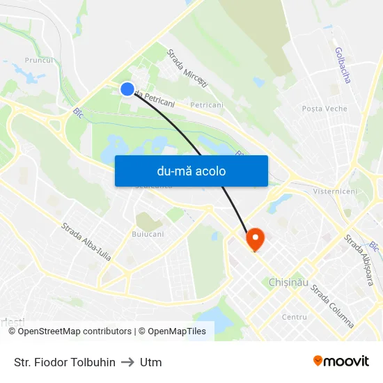Harta de Str. Fiodor Tolbuhin către Utm