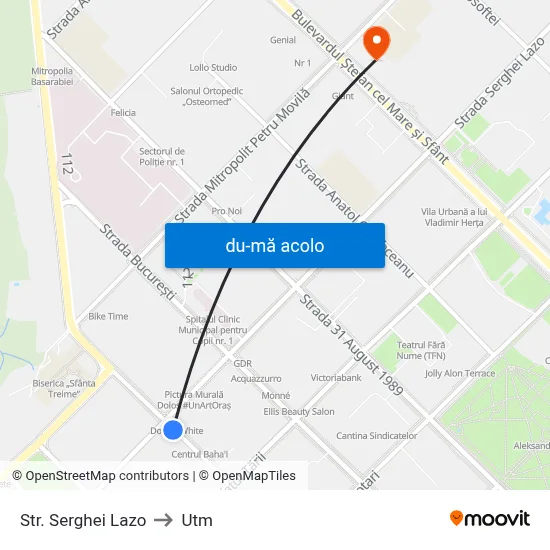 Harta de Str. Serghei Lazo către Utm