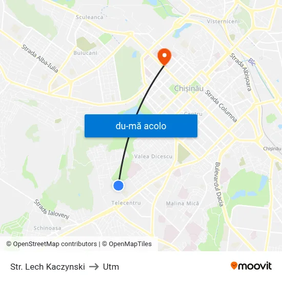 Harta de Str. Lech Kaczynski către Utm