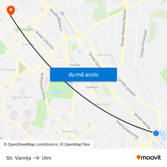 Harta de Str. Varnița către Utm