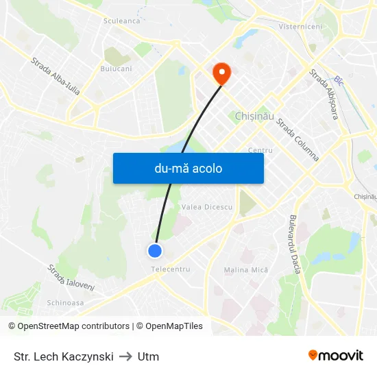 Harta de Str. Lech Kaczynski către Utm