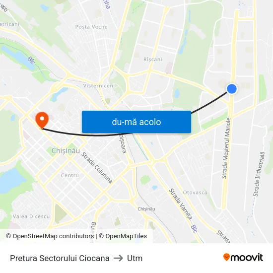 Harta de Pretura Sectorului Ciocana către Utm