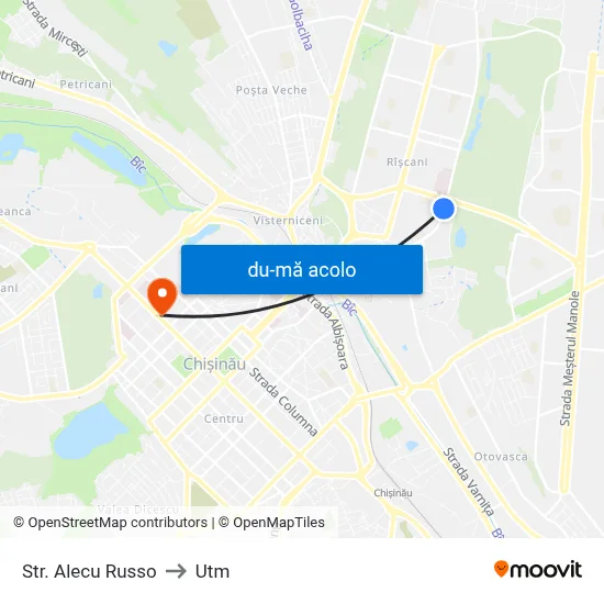 Harta de Str. Alecu Russo către Utm