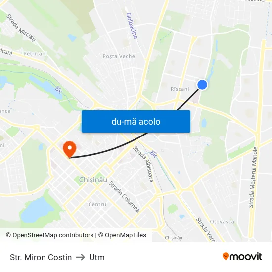 Harta de Str. Miron Costin către Utm