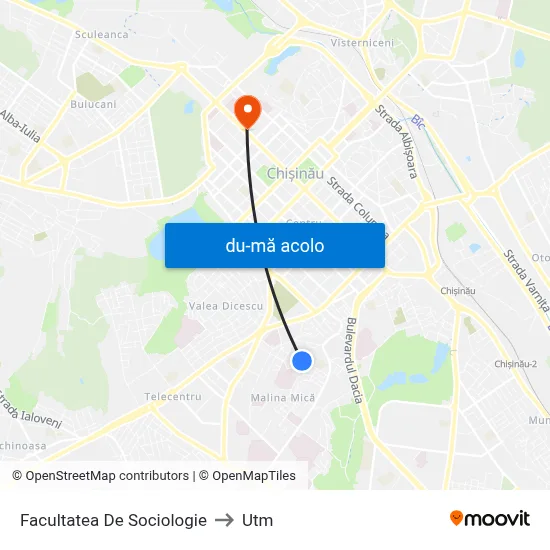 Harta de Facultatea De Sociologie către Utm