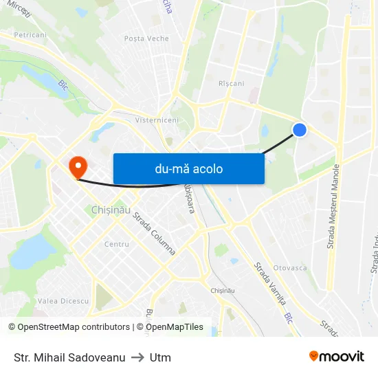 Harta de Str. Mihail Sadoveanu către Utm