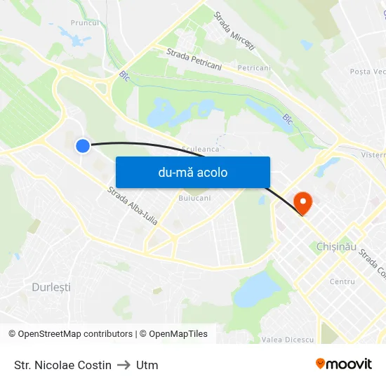 Harta de Str. Nicolae Costin către Utm