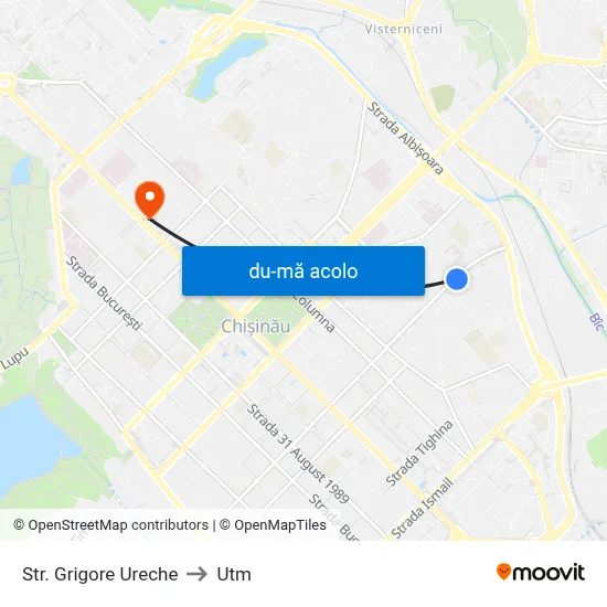 Harta de Str. Grigore Ureche către Utm