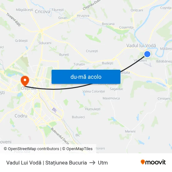 Harta de Vadul Lui Vodă | Stațiunea Bucuria către Utm