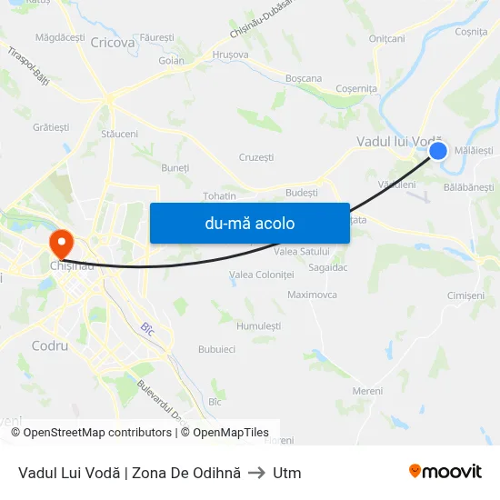 Harta de Vadul Lui Vodă | Zona De Odihnă către Utm