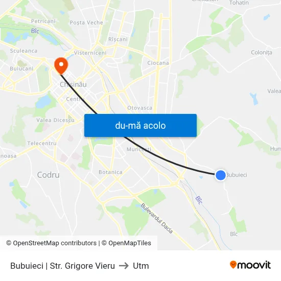Harta de Bubuieci | Str. Grigore Vieru către Utm
