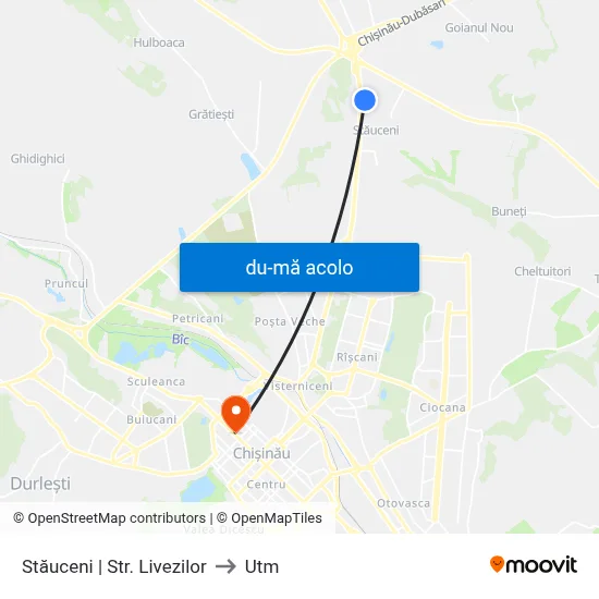 Harta de Stăuceni | Str. Livezilor către Utm