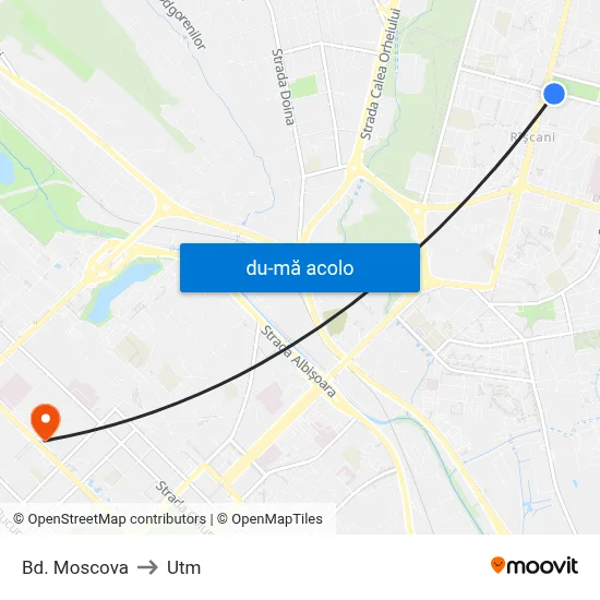 Harta de Bd. Moscova către Utm
