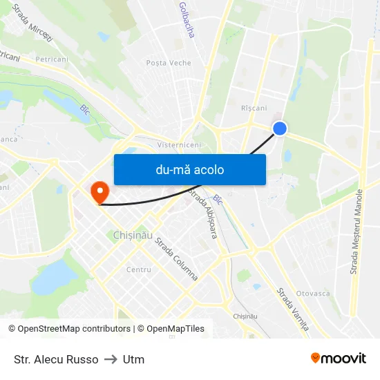 Harta de Str. Alecu Russo către Utm