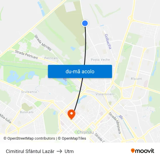 Harta de Cimitirul Sfântul Lazăr către Utm