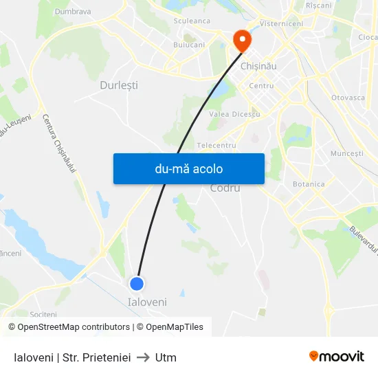 Harta de Ialoveni | Str. Prieteniei către Utm