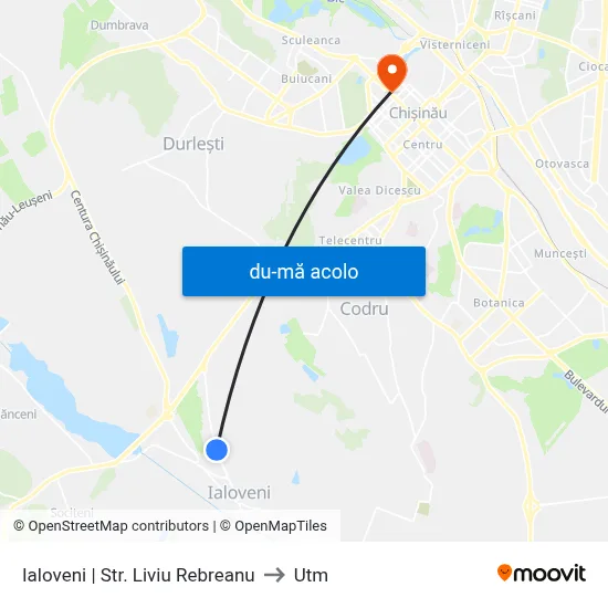 Harta de Ialoveni | Str. Liviu Rebreanu către Utm