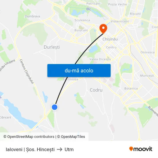 Harta de Ialoveni | Șos. Hîncești către Utm