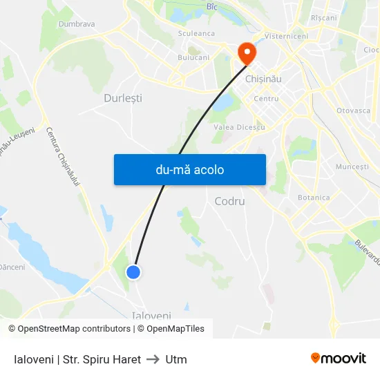 Harta de Ialoveni | Str. Spiru Haret către Utm