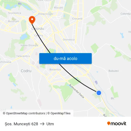 Harta de Șos. Muncești 628 către Utm