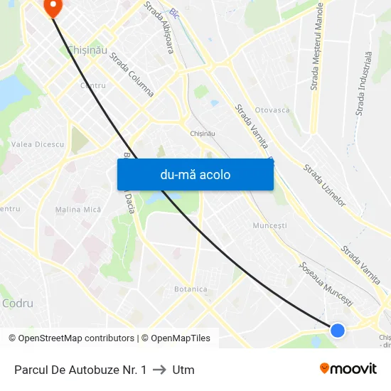 Harta de Parcul De Autobuze Nr. 1 către Utm