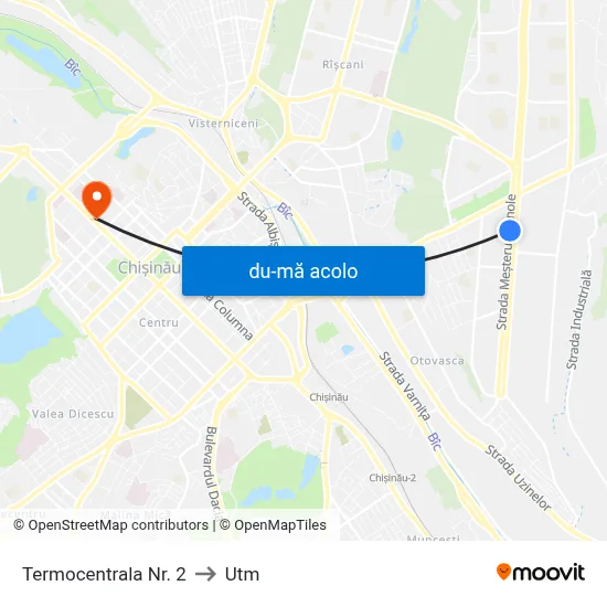 Harta de Termocentrala Nr. 2 către Utm