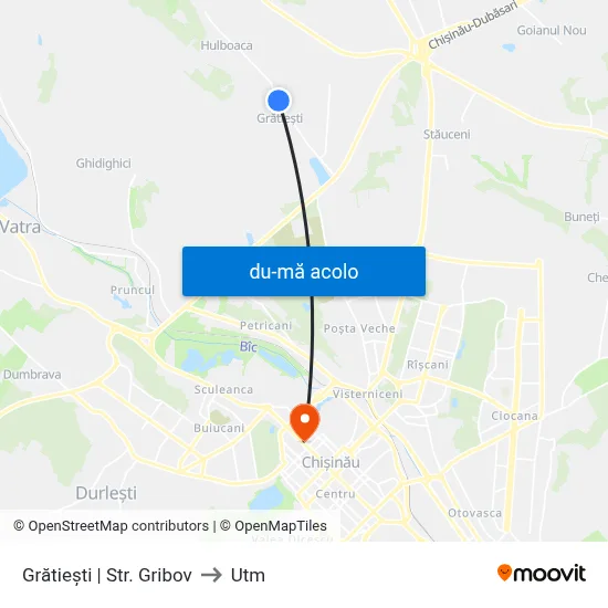 Harta de Grătiești | Str. Gribov către Utm