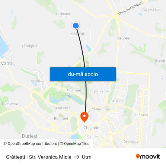 Harta de Grătiești | Str. Veronica Micle către Utm
