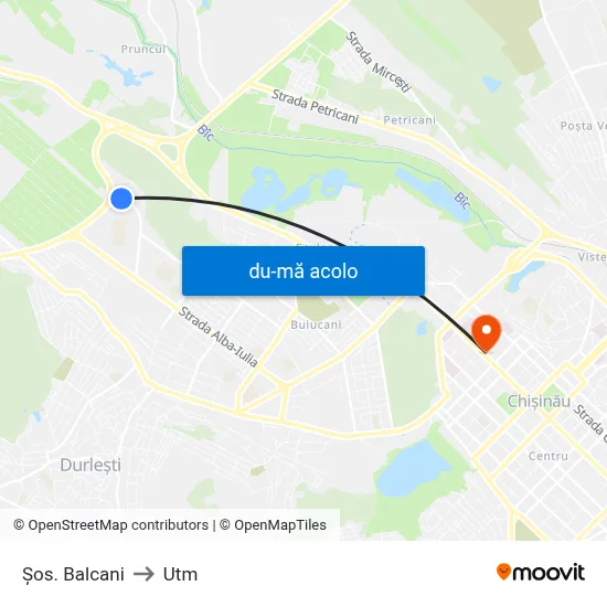 Harta de Șos. Balcani către Utm