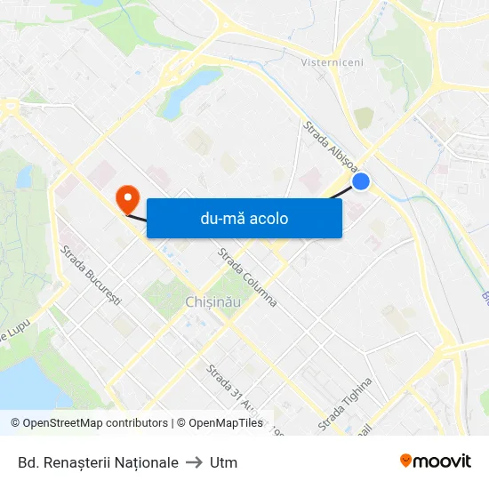 Harta de Bd. Renașterii Naționale către Utm