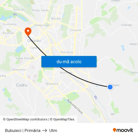 Harta de Bubuieci | Primăria către Utm