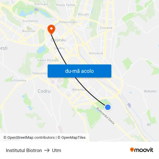 Harta de Institutul Biotron către Utm