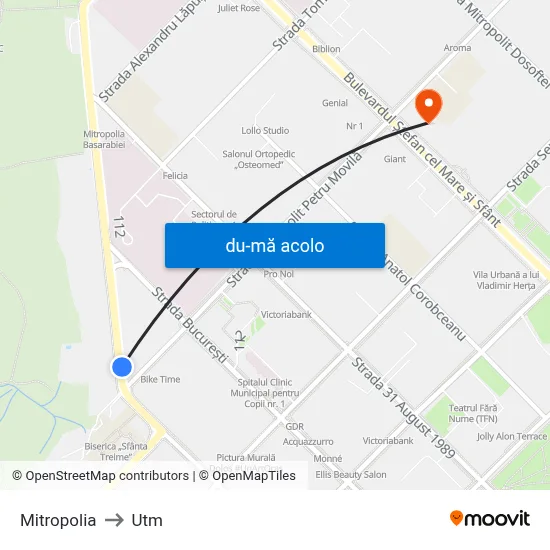 Harta de Mitropolia către Utm