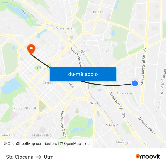 Harta de Str. Ciocana către Utm