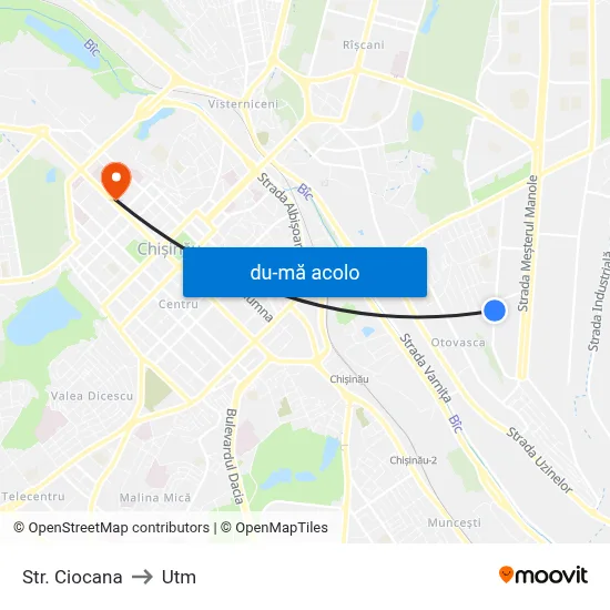 Harta de Str. Ciocana către Utm