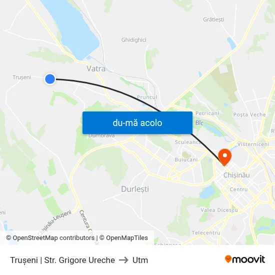 Harta de Trușeni | Str. Grigore Ureche către Utm