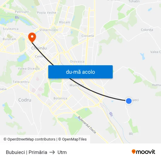 Harta de Bubuieci | Primăria către Utm