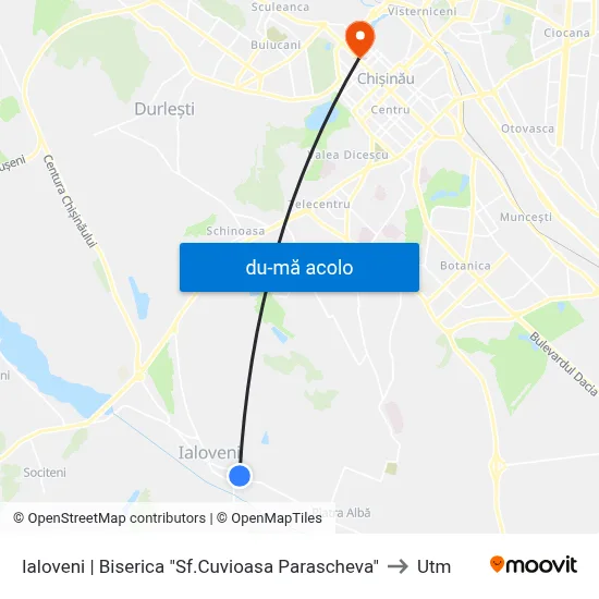 Harta de Ialoveni | Biserica "Sf.Cuvioasa Parascheva" către Utm