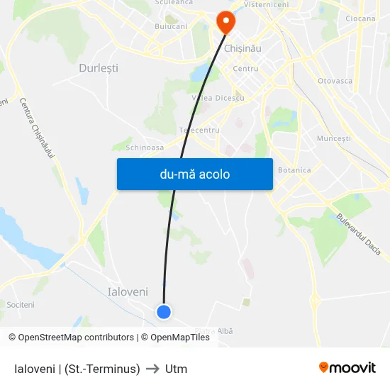 Harta de Ialoveni | (St.-Terminus) către Utm