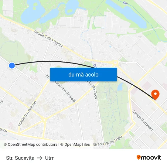 Harta de Str. Sucevița către Utm