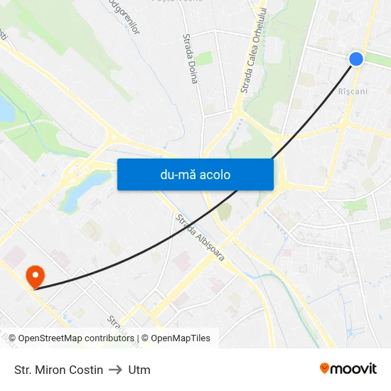 Harta de Str. Miron Costin către Utm