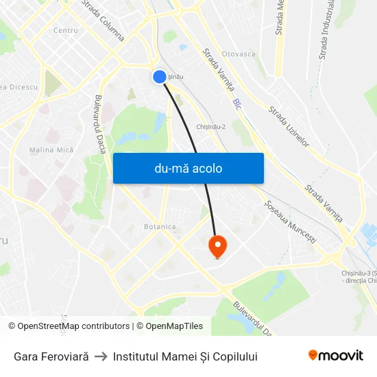 Harta de Gara Feroviară către Institutul Mamei Și Copilului