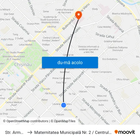 Harta de Str. Armenească către Maternitatea Municipală Nr. 2 / Centrul Municipal De Andrologie