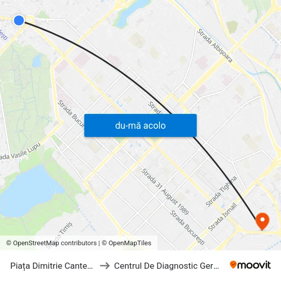 Harta de Piața Dimitrie Cantemir către Centrul De Diagnostic German