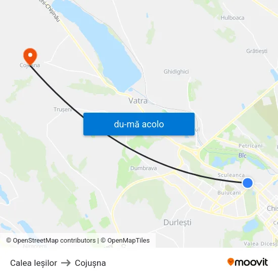Harta de Calea Ieșilor către Cojușna