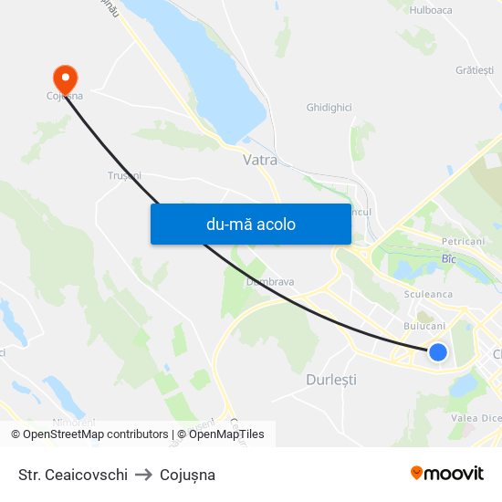 Harta de Str. Ceaicovschi către Cojușna