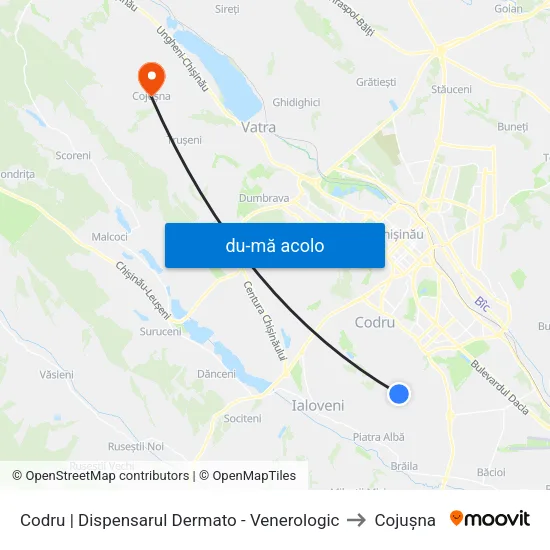 Harta de Codru | Dispensarul Dermato - Venerologic către Cojușna