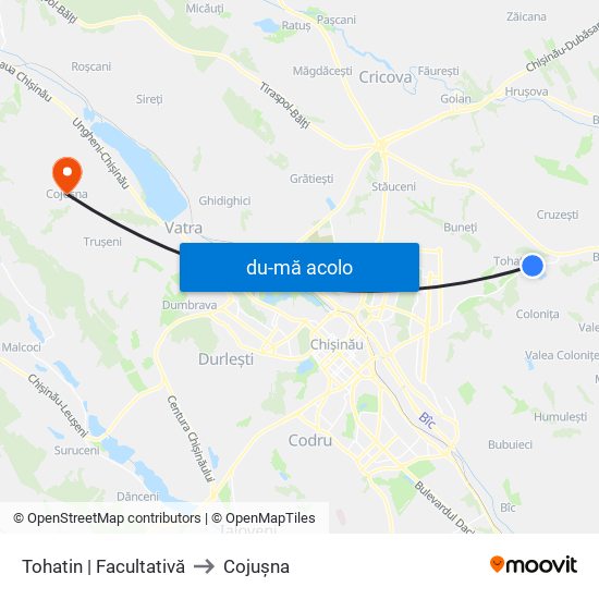 Harta de Tohatin | Facultativă către Cojușna