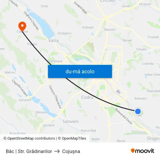 Harta de Bâc | Str. Grădinarilor către Cojușna
