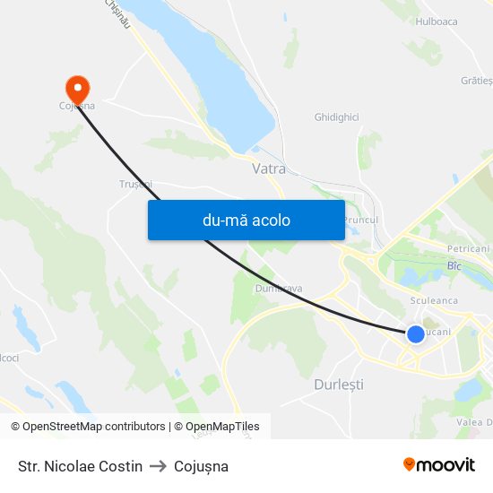 Harta de Str. Nicolae Costin către Cojușna